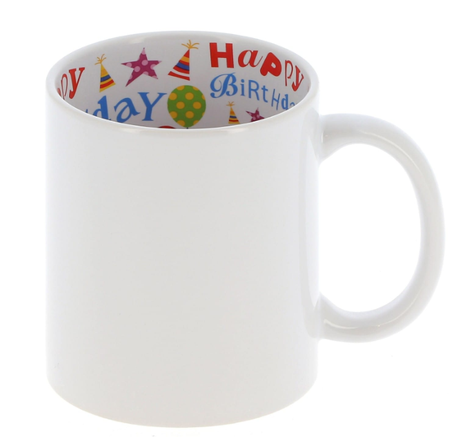Mug céramique - Blanc - Intérieur "Happy Birthday"