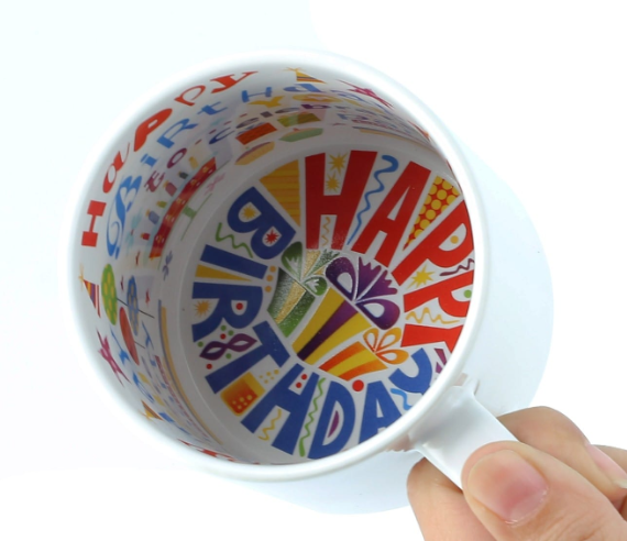 Mug céramique - Blanc - Intérieur "Happy Birthday"
