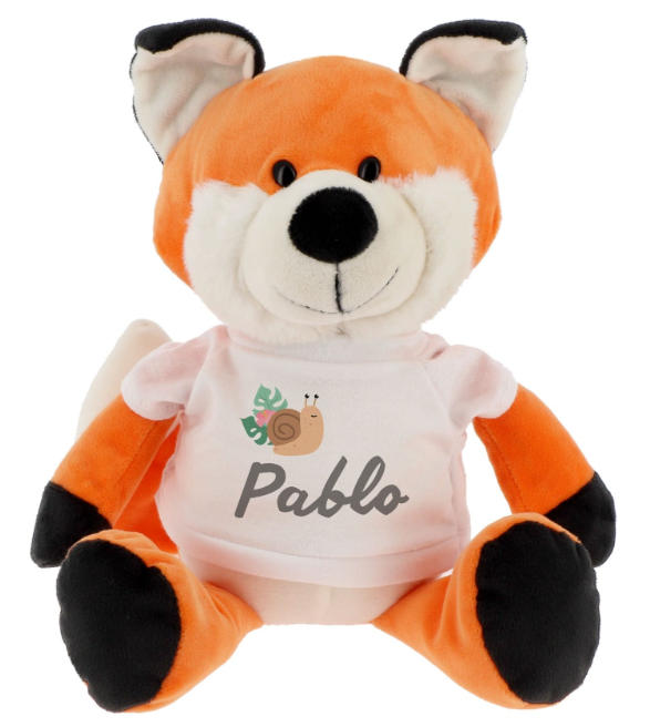 Peluche Renard + T-shirt blanc - Hauteur 23cm