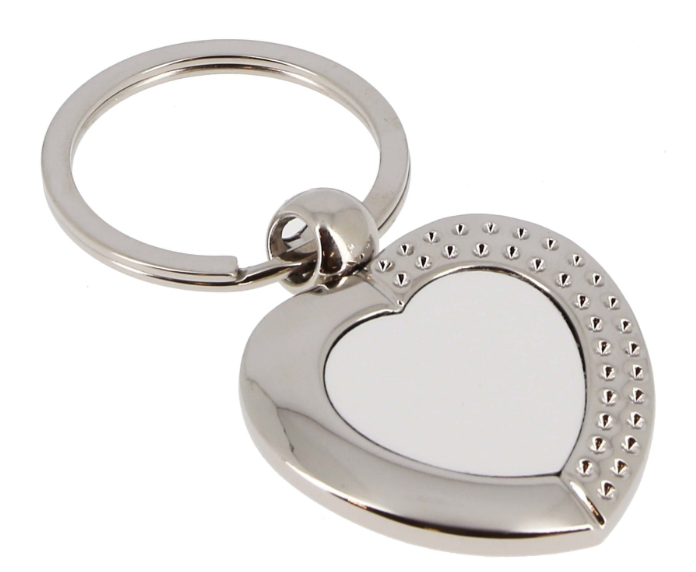 Porte-clefs métal - Forme cœur + strass (livré avec boîte cadeau noire)