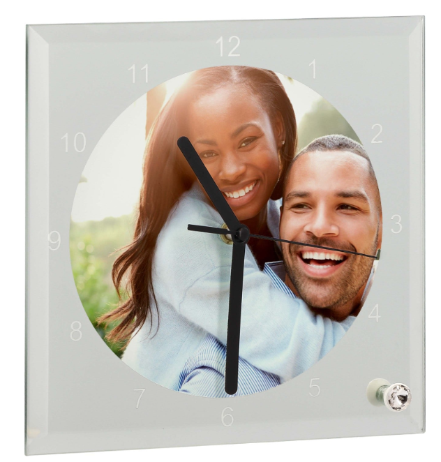 Horloge verre ronde 20cm - Aiguilles noires