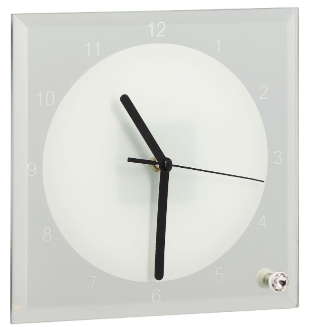 Horloge verre ronde 20cm - Aiguilles noires