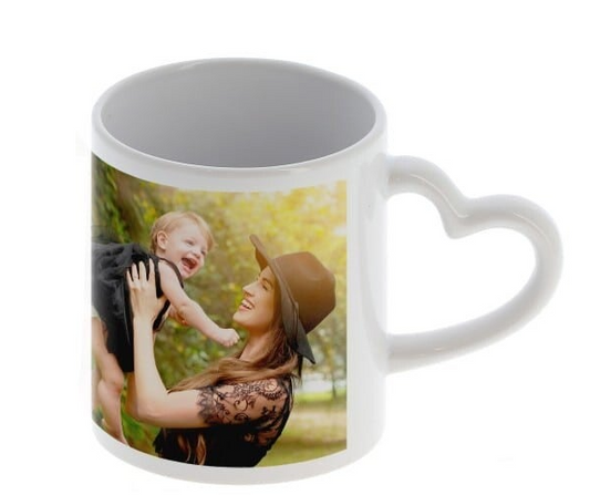 Mug céramique Blanc - Anse cœur