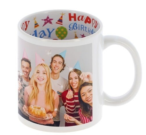 Mug céramique - Blanc - Intérieur "Happy Birthday"