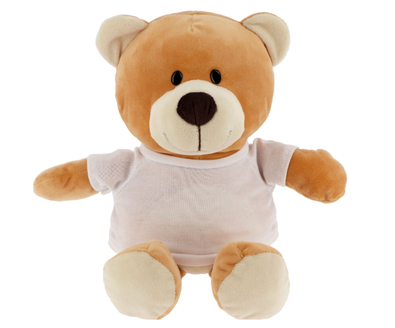 Peluche Ours + T-shirt blanc - Hauteur 23cm