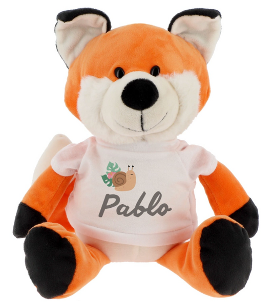 Peluche Renard + T-shirt blanc - Hauteur 23cm