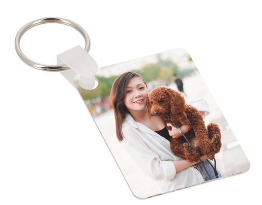 Porte-clefs plastique - Forme rectangle, recto-verso