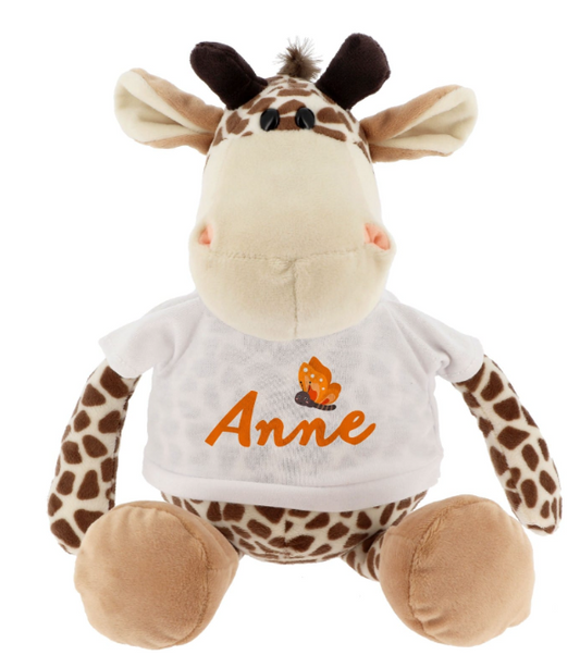 Peluche Girafe + T-shirt blanc - Hauteur 23cm